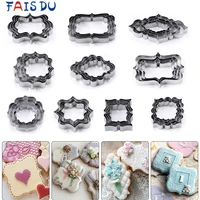 4pcsset stainless steel fondant mold cookie stamper nameplate wedding biscuit lace blessing circle flower frame cake decoration