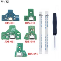yuxi for ps4 pro slim controller charging socket port circuit board jds 030 040 with 12 14 pin power flex cable