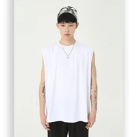 mens t shirts south korea summer loose color cotton sleeveless mens sport vest large size high street hip hop