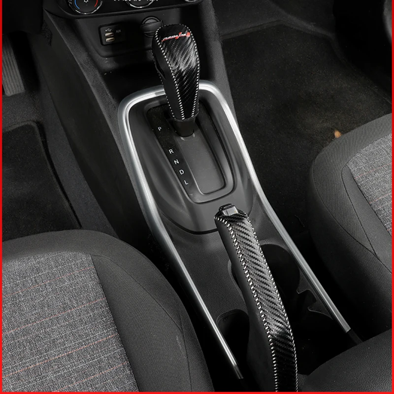 

Lsrtw2017 Fiber Leather Car Gear Lever Head Handbrake Cover for Chevrolet Trax Tracker Opel Mokka 2019 2020 2021 Shift Knob Mat