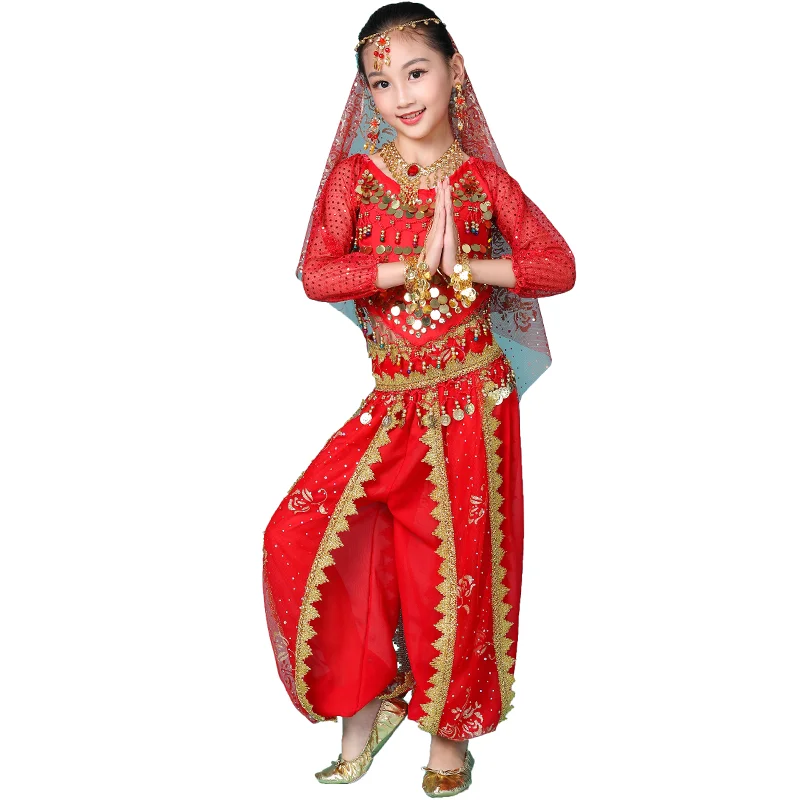 Детские индийские танцевальные костюмы для девочек в Стиле Болливуда одежда