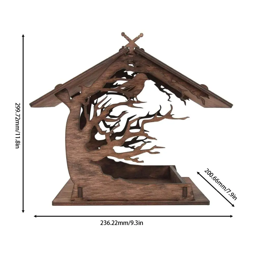 

Vintage Wooden Garden Bird House Bird Feeder Lure Bird Feeder Garden Balcony Decoration Outdoor Hanging Parrot Aviary Gift