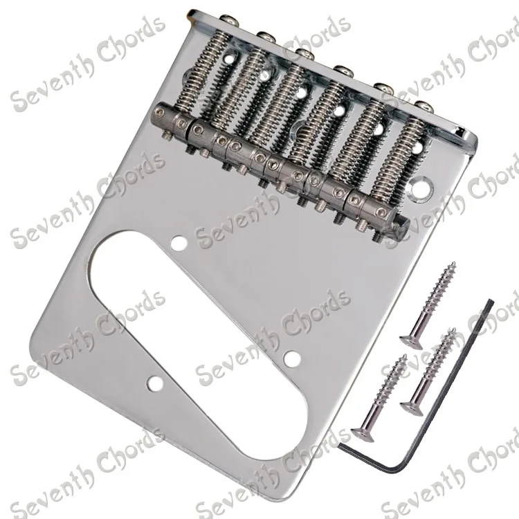 

A Set Chrome 6 Saddle Bridge for TL Electric guitar with Screws Wrench / Strings through bridge or body