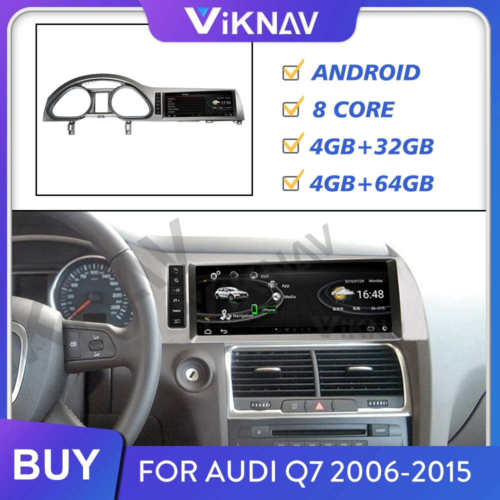 

Автомобильный мультимедийный плеер для Audi Q7 2006-2010 2011 2012 2013 2014 2015, автомобильный радиоплеер, GPS-навигатор, горизонтальный экран