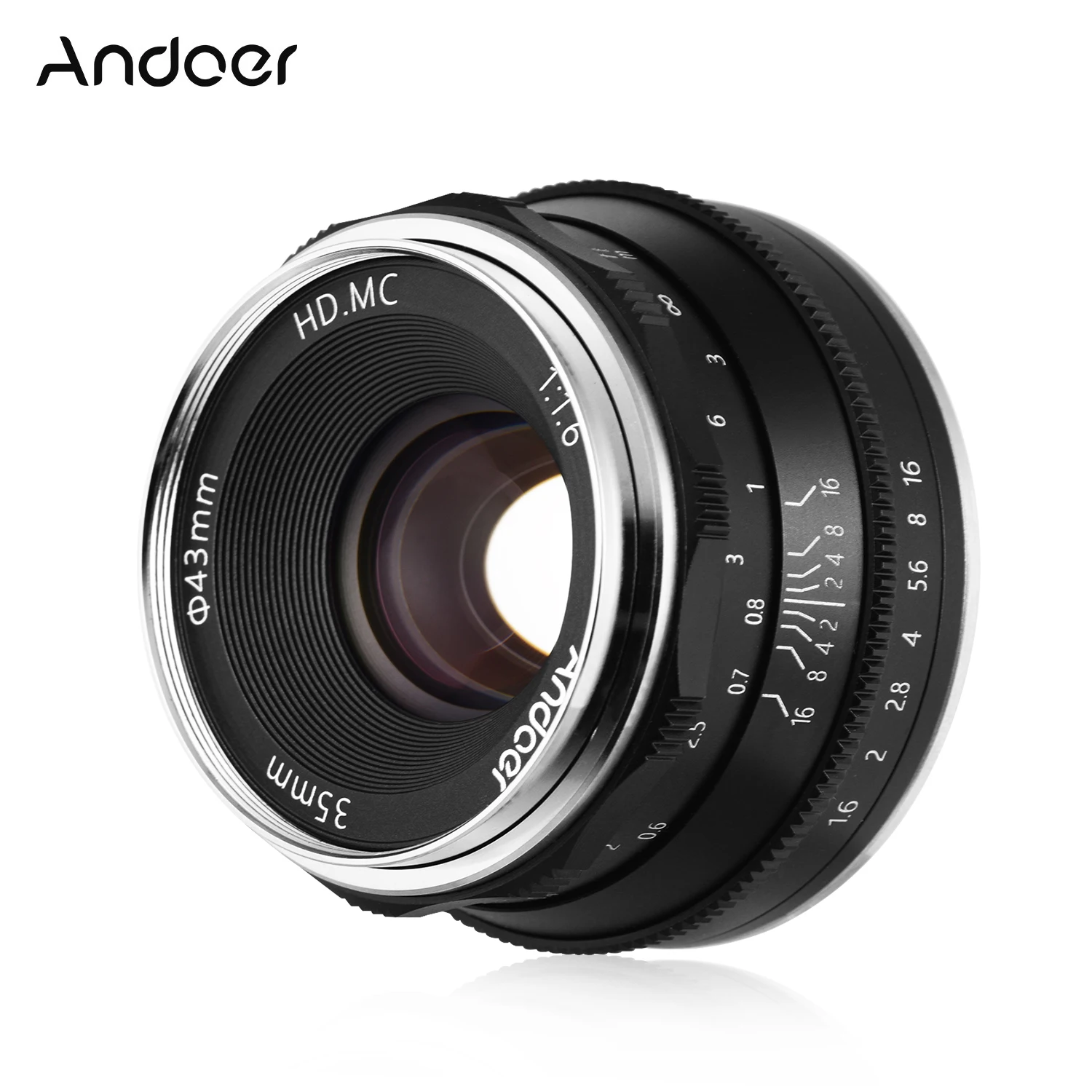 Andoer 35 мм F1.6 Камера объектив Ручной фокус линзы большая апертура для sony A6600 A6100 A6400