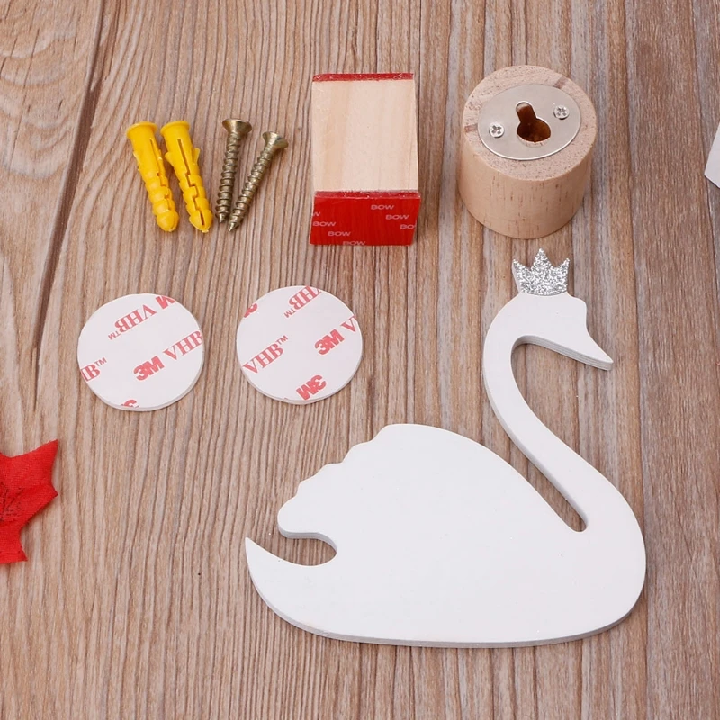 

Милые деревянные крючки для одежды с лебедем, настенные украшения для детской спальни