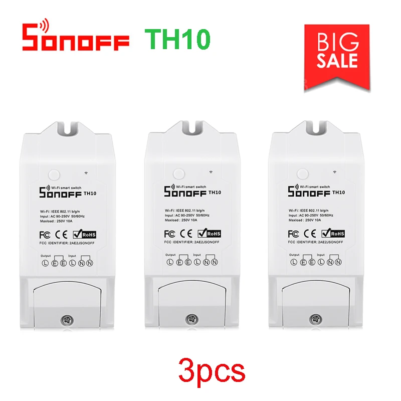 SONOFF TH10 TH10 переключатель и датчик Ds18b20 водонепроницаемый зонд Wi-Fi температура с дистанционным управлением беспроводной монитор для умного дома