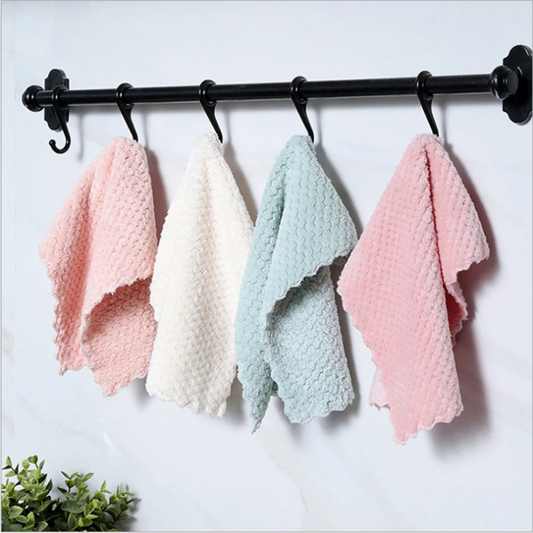 

1Pc Kitchen Dishcloth Super Absorbent Nonstick Oil Coral Velvet Hand Dish Household Cleaning Wiping Towels Kitchen Tool