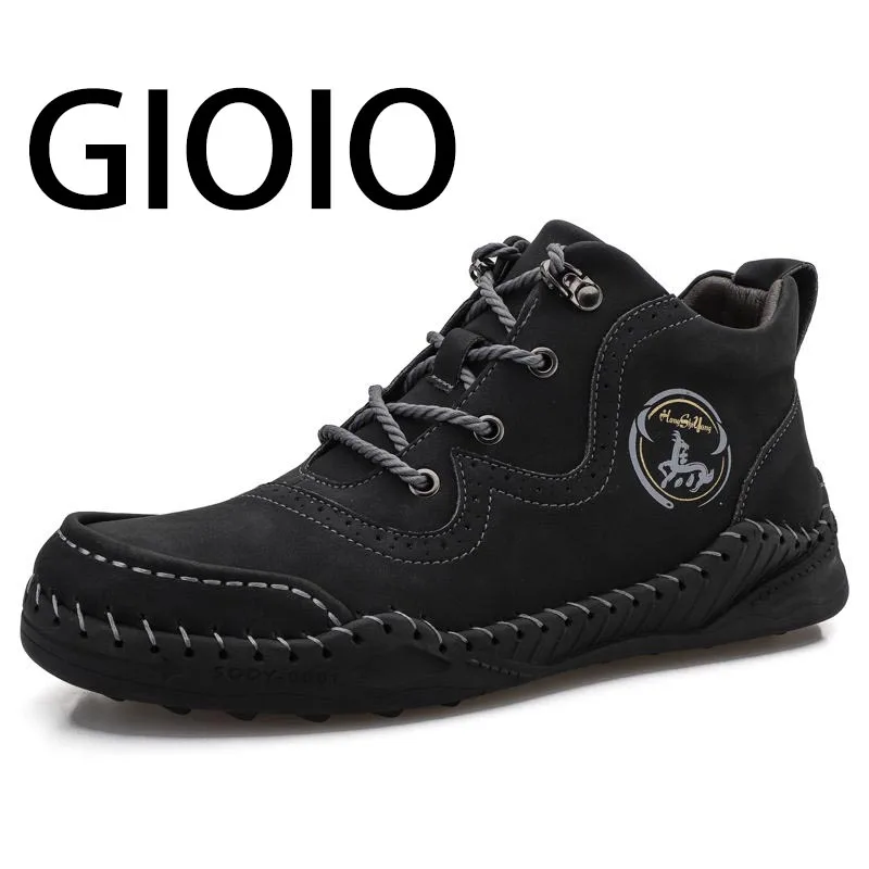 

Fashion Leather Men Boots High Quality Mens Ankle Boots Comfortable Motorcycle Boots for Men Plus Size 38-48 Zapatos Hombre