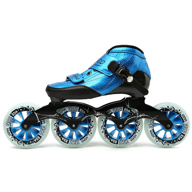 Blue Frosted JK ZICO скоростные роликовые коньки из углеродного волокна профессиональные 4 колеса гоночные коньки для детей и взрослых Patins роликовые коньки SH48 - Цвет: Blue Frosted