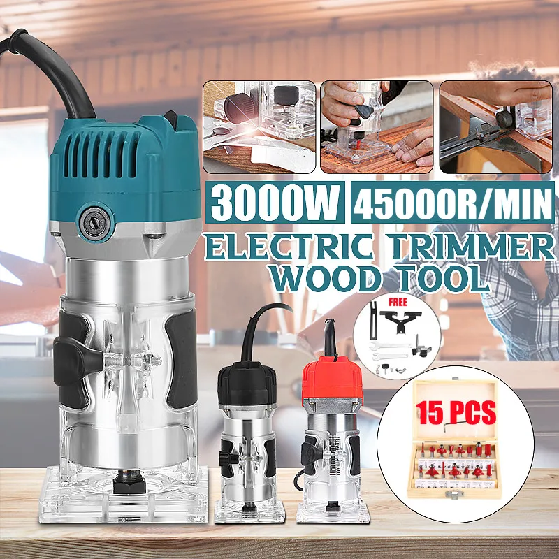 

3000W 45000rpm Woodworking Electric Trimmer Wood Milling Engraving Slotting Trimming Machine Hand Carving Machine Wood Router