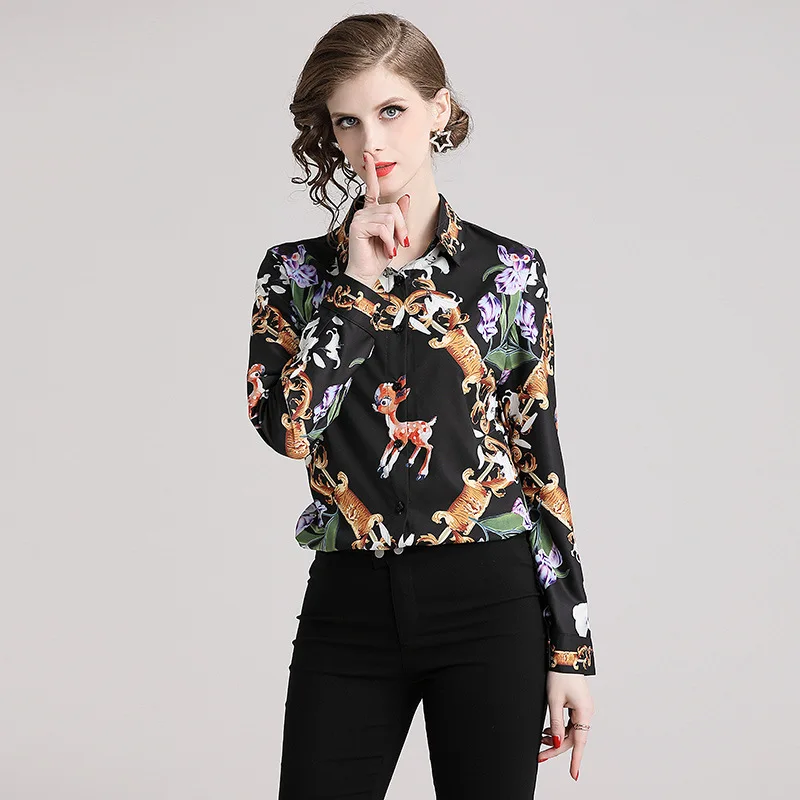 Новая весенне-осенняя Женская Высококачественная модная винтажная блузка с