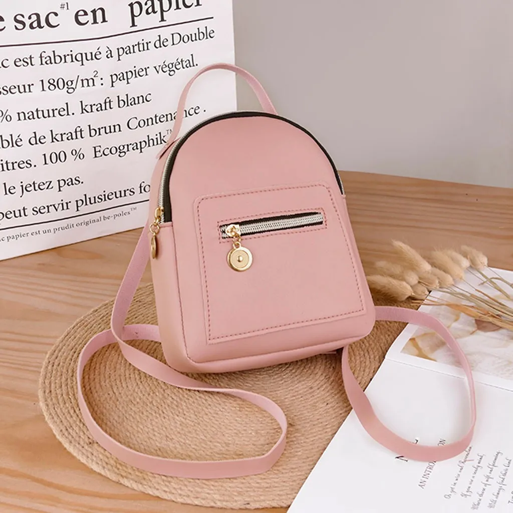 Transer small Backpack Women Pu Leather School Shoulder Bag Teenager Rucksack Student Bag travel backpack women Mochilas Mujer