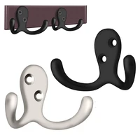 2 pieces double prong coat hooks wall mounted double hooks utility hooks for coat scarf bag towel key cap cup hat