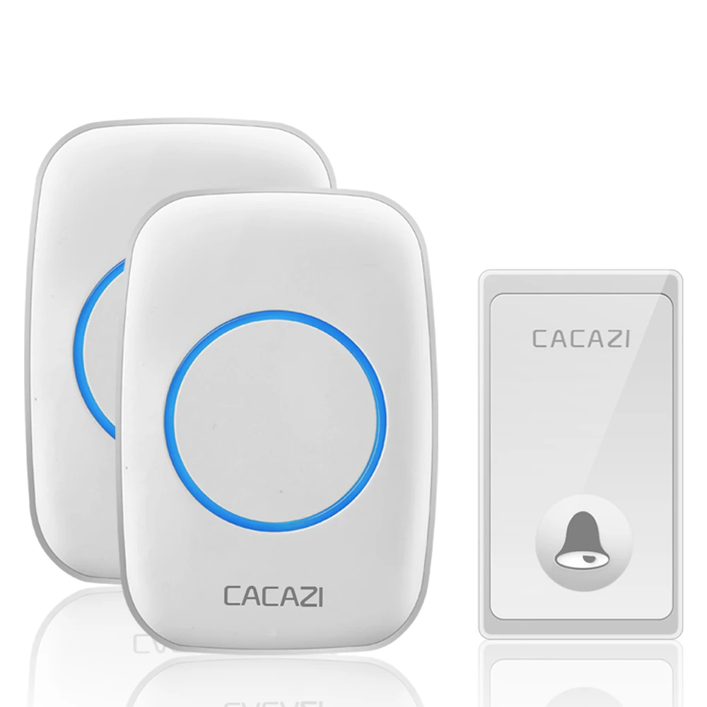 1 button 2 receiver CACAZI не требуется батарея беспроводной дверной звонок автономный 58 курантов США ЕС Великобритания штекер умный дом дверной звонок 1 2 кнопки 1 2 приемника - Цвет: 1 button 2 receiver