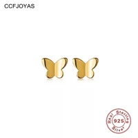 ccfjoyas 925 sterling silver mini cute butterfly stud earrings korean style minimalist ins small studs gold silver color jewelry