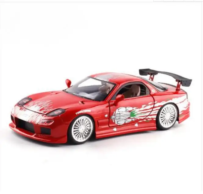 1:24 Mazda RX7 модель автомобиля из сплава, высокая имитация ралли гоночный спортивный автомобиль игрушка, скользящая функция модель автомобиля