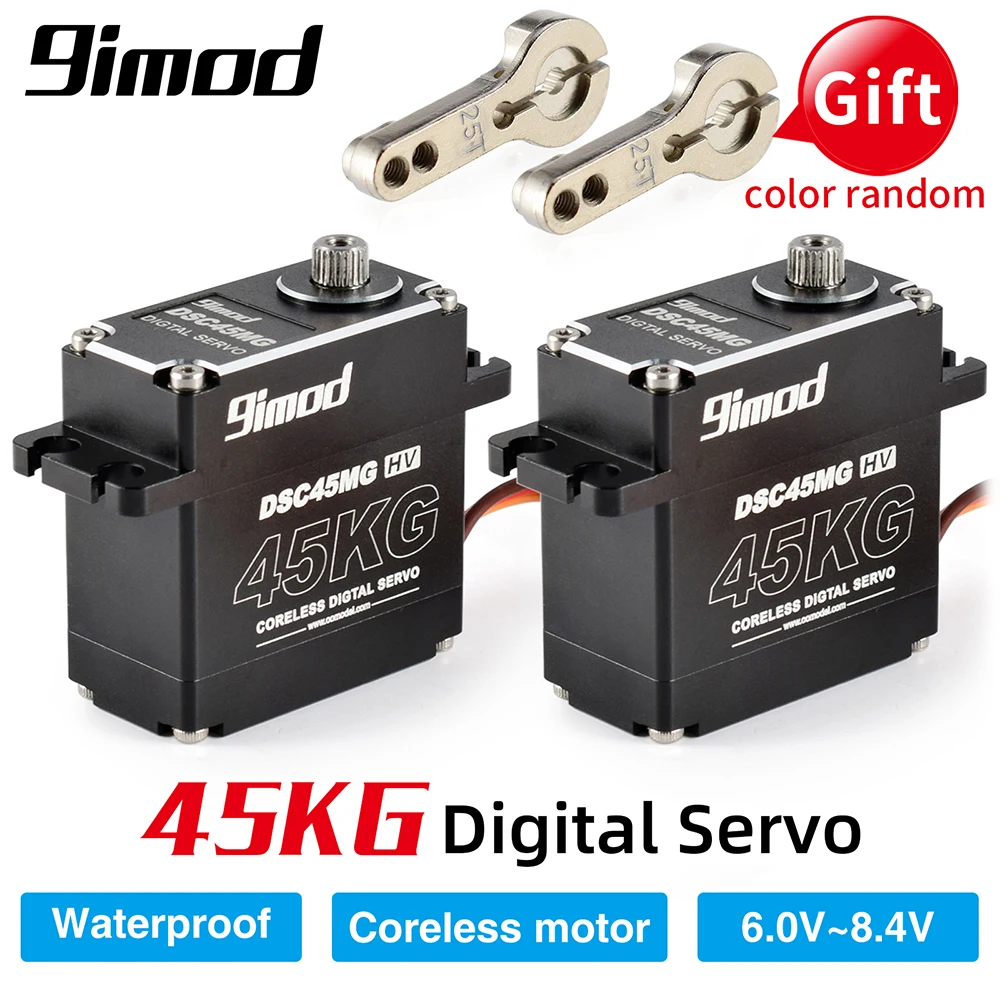 9imod-Servo a prueba de agua DSC45MG, caja de aluminio de 120 grados, engranaje de Metal Digital HV, Servo sin n&uacute;cleo para coche, cami&oacute;n, barco, oruga, RC-0