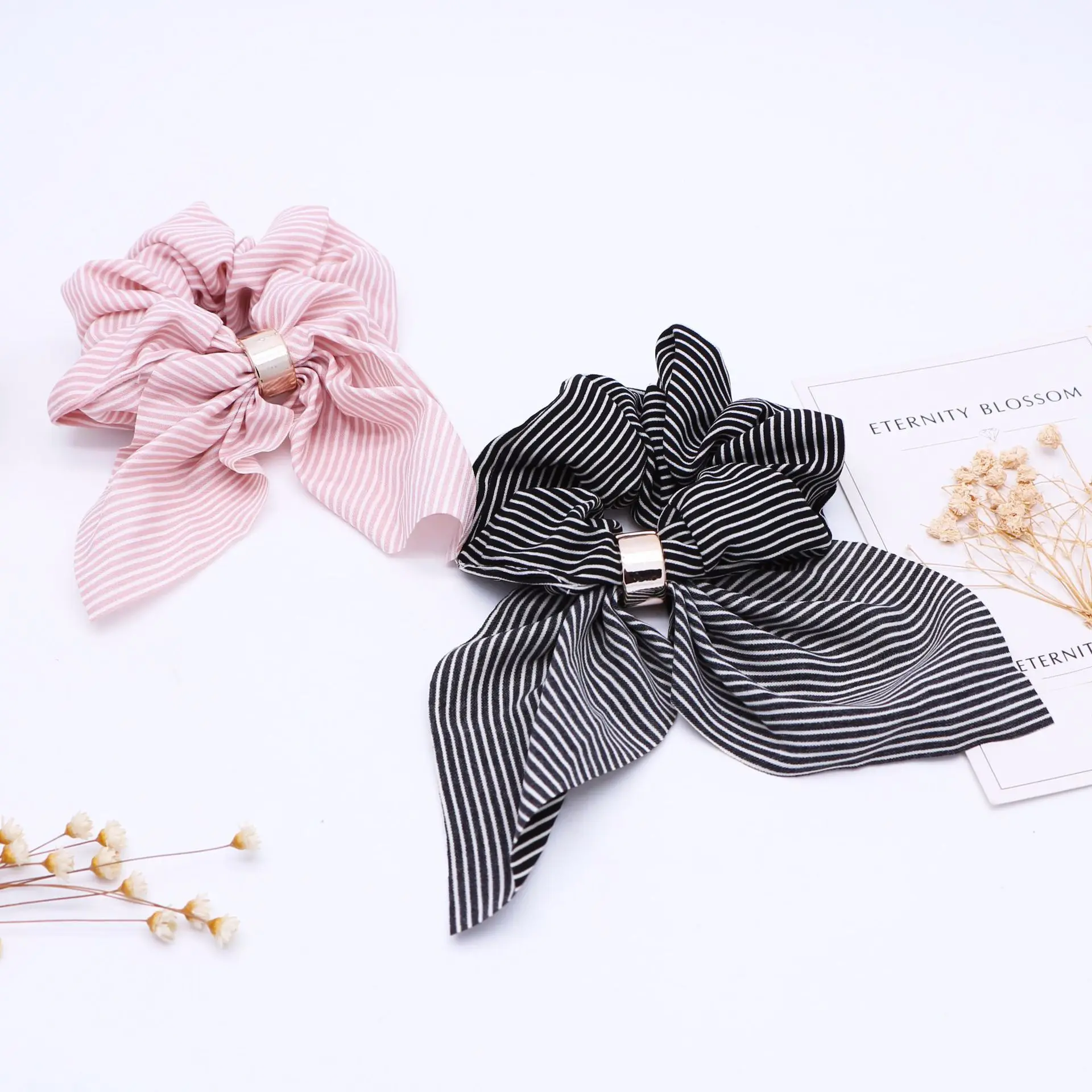 

Women Striped Bow plaid Scrunchie For Girls Ponytail Holder Elastic Vintage Hair Bands ties Rubber Headwear Hair Accessories
