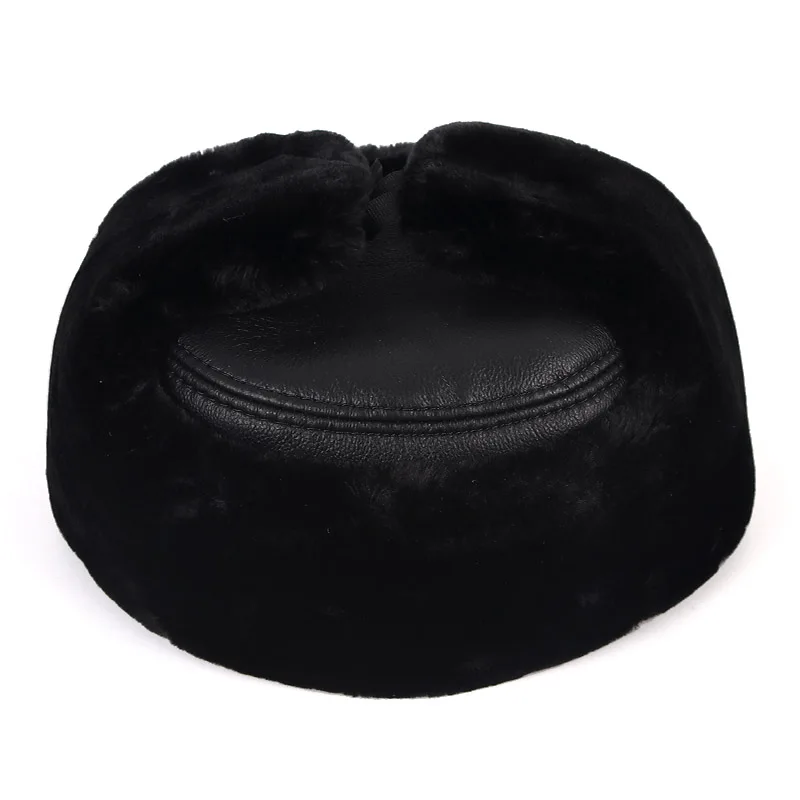 Высококачественная зимняя шапка ушанка мужская кожаная Снежная меховая русская