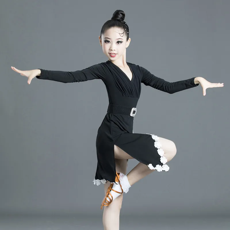 Новинка 2020 г. детское платье для латинских танцев выступлений с длинными