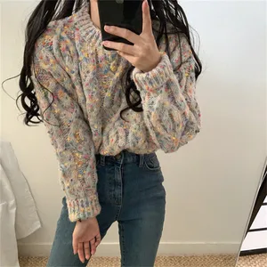 Женский свитер с длинным рукавом и круглым вырезом Alien Kitty, теплый трикотажный свитер карамельных цветов, осень 2020