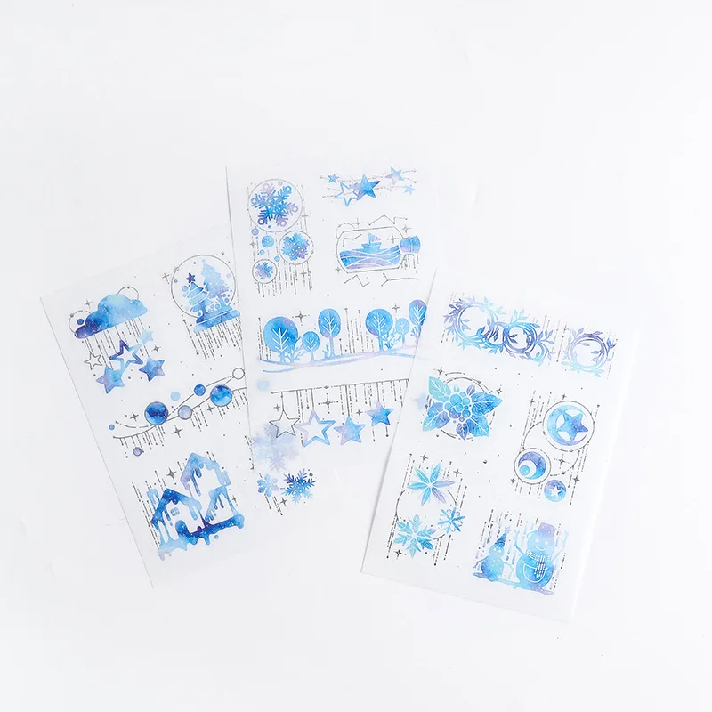

3 Sheets /Pack Starry Planets Whales Paper Shiny Decorative Stickers Stick Label