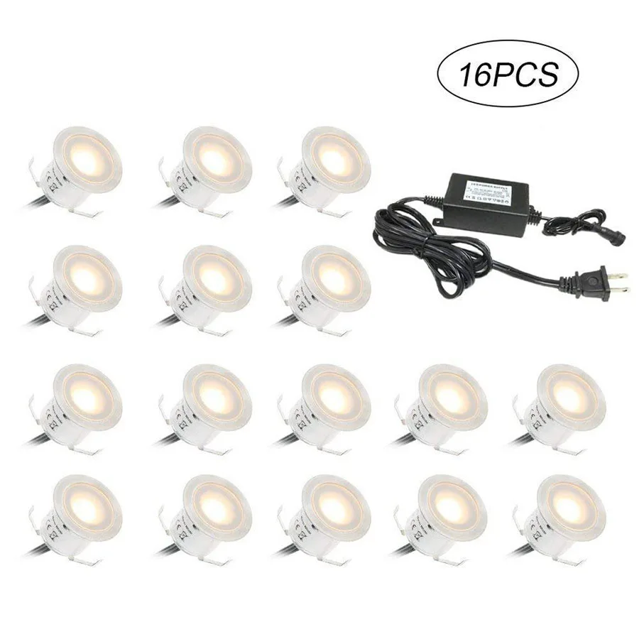 

BEIAIDI 16PC/Set 32mm LED Deck Light Outdoor Stainless Steel Recessed Stair Underground Bulb Lamp DC12V Waterproof Spotlight