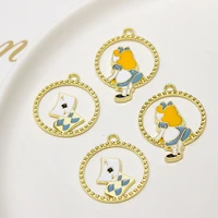 10pcs cartoon girl hollow playing card alice pendant suitable for diy bracelet necklace earring jewelry making