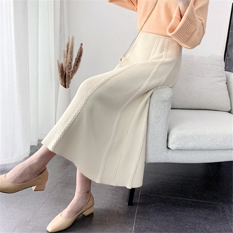 Fatika Women Autumn Winter Midi Skirts Mid-Calf Elasticity High Waist Package A Line Fashion 2020 Elegant | Женская одежда