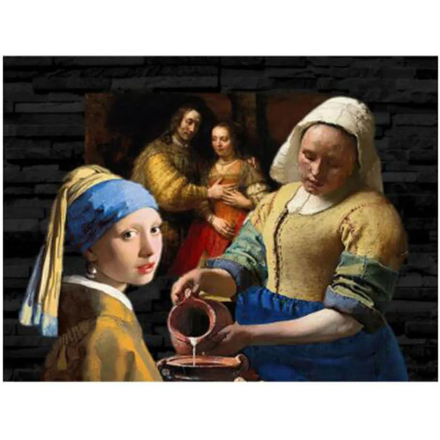 Алмазная вышивка vermeer девушка с жемчугом ожерелье сделай сам алмазная живопись