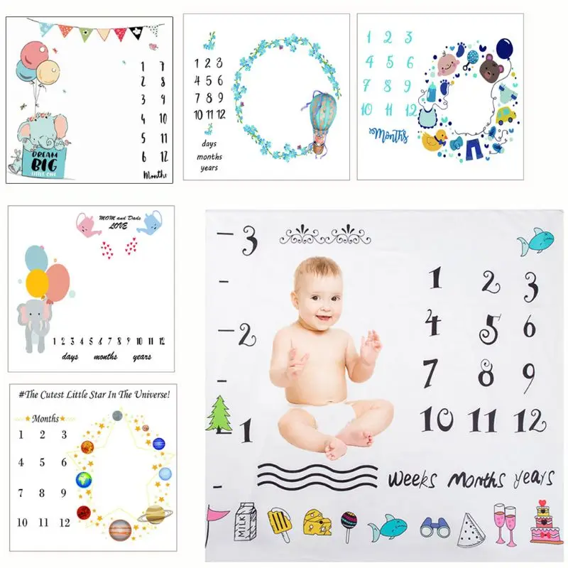 

Newborn Baby Milestone Blankets Photography Blanket Bathing Towels Flower Print Soft Blanket DIY Infant Photography Props