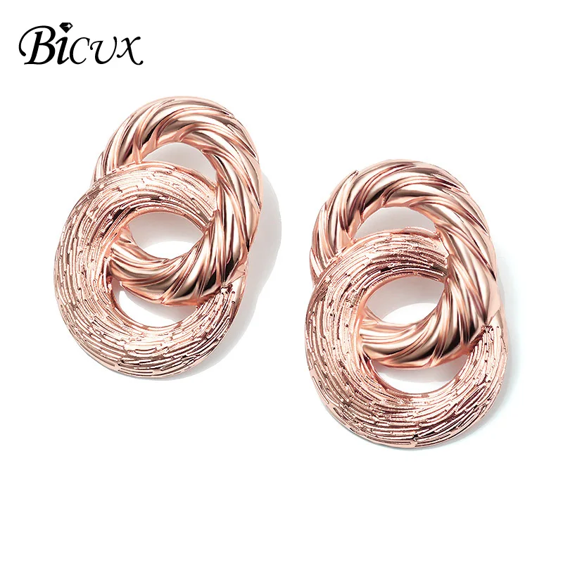 Rose Gold 4 BICUX, модные золотые Висячие серьги для женщин, массивные большие геометрические металлические серьги, Женские Висячие серьги, современные ювелирные изделия - Окраска металла: Rose Gold 4