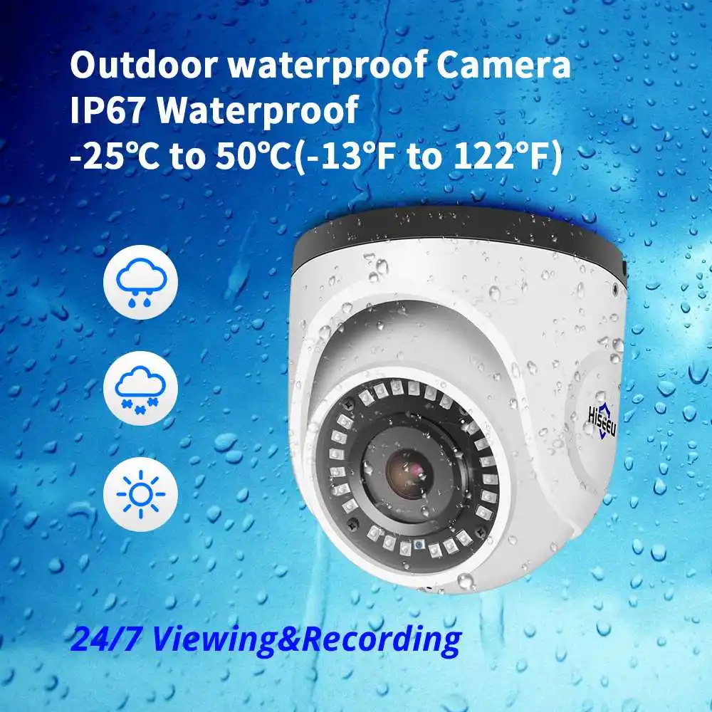 IP камера Hiseeu 4K 8 Мп POE ИК H.265 ONVIF аудио металлический чехол водонепроницаемая