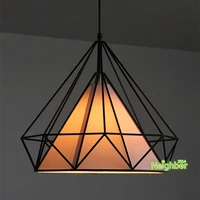 Retro style Black Iron art Diamond Birdcage Pendant Light Hanging Lamp Diameter 38cm Dining room  Living room lighting Fixture