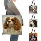 Сумка-тоут женская многоразовая с принтом, Офисная школьная дорожная Сумочка на плечо для девушек, с принтом масляной живописи спаниеля