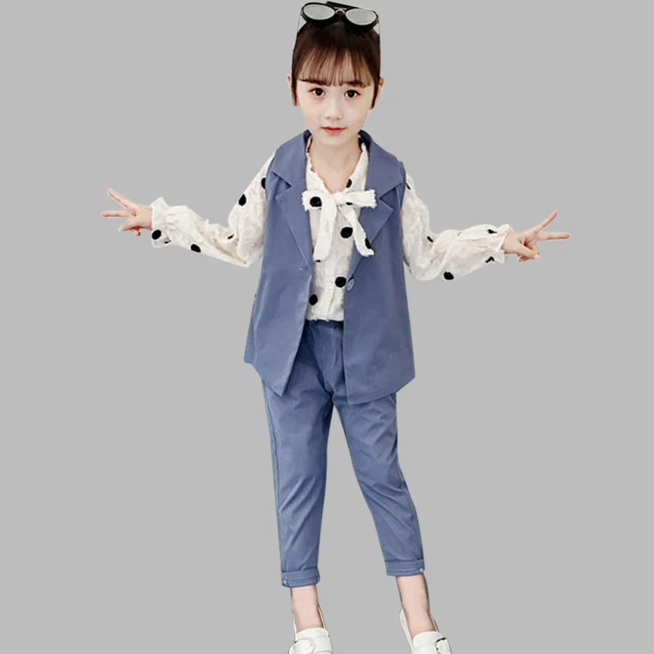 Одежда для девочек однотонный жилет штаны и рубашка одежда кружевные вечерние