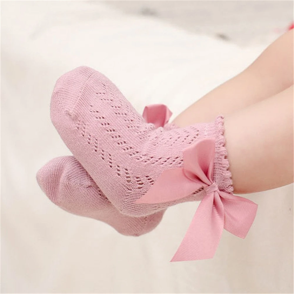 

Breathable Soft Cotton Newborn Socks Summer Bow Baby Sock Solid Color Princess Baby Girl Socks Infant Anti-slip Short Sox 0-5Y