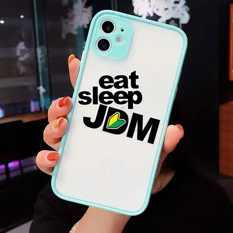 

jdm drift Phone Cases Matte transparent For blue iPhone 12 Mini 11 Pro XR XS Max 7 8 Plus X Back Cover