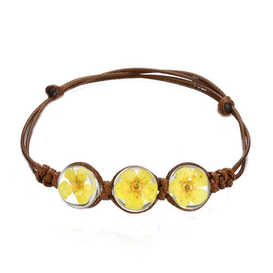 THLIVEOU стеклянный шар образец сушеные цветы браслет для женщин ручной работы Pulsera