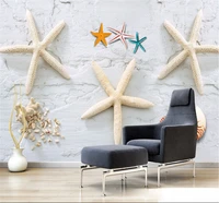 xuesu mediterranean starfish shell background wall painting custom wallpaper 8d waterproof wall cloth