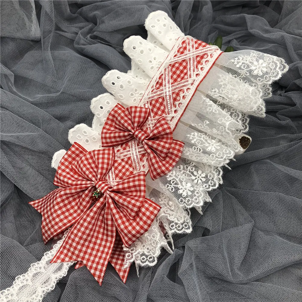 

Lolita Strawberry Plaid Hair Band Lolita Soft Sister Bow Headdress Girl's Fresh Hair Accessory