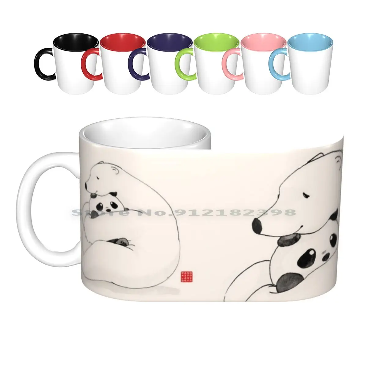 

Bear Hug Ceramic Mugs Coffee Cups Milk Tea Mug Hug Panda Polar Bear Comic Creative Trending Vintage Gift Bottle Cup