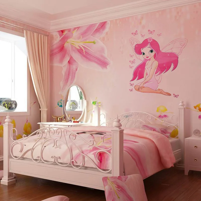 

70*50cm Hot Sale Wall Sticker Pink Angel Princess Children's Room Bedroom Background Wall Sticker