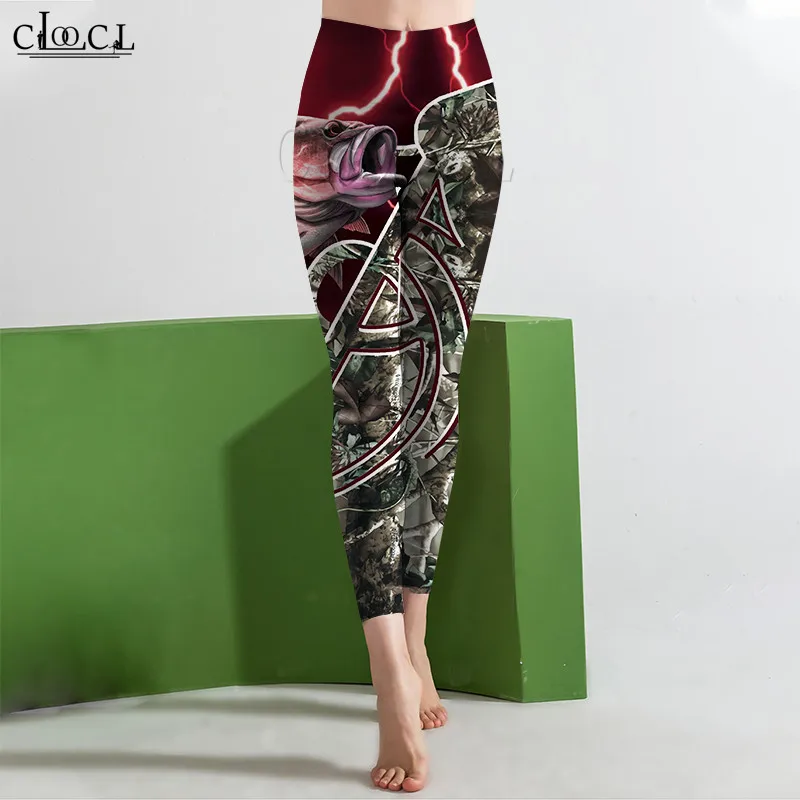 

CLOOCL Women's Leggings Bass Carp Fishing Printed High Waist Elasticity 3D Legging for Women Fitness Pants