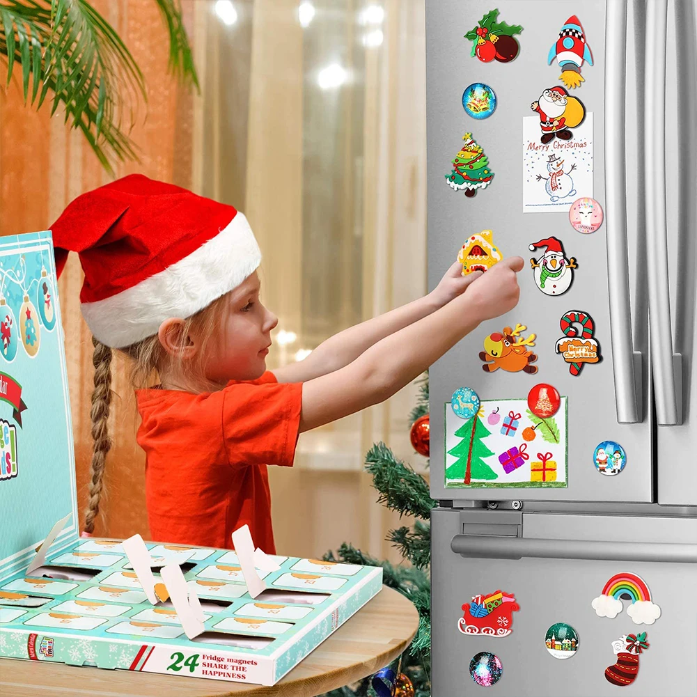 

16PCS Santa Claus Cartoon Creative Fridge Magnet Christmas Gift Early Education Decorative Refrigerator Sticker Home Decor