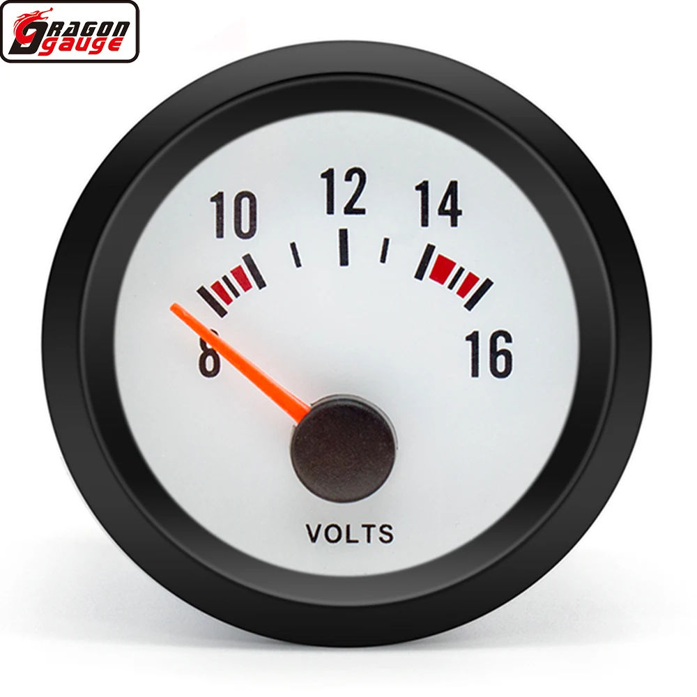 

52 мм Автомобильный Вольтметр для ремонта автомобиля 8 ~ 16 В, голубой цвет, стандартный прибор для измерения напряжения батареи 12 В