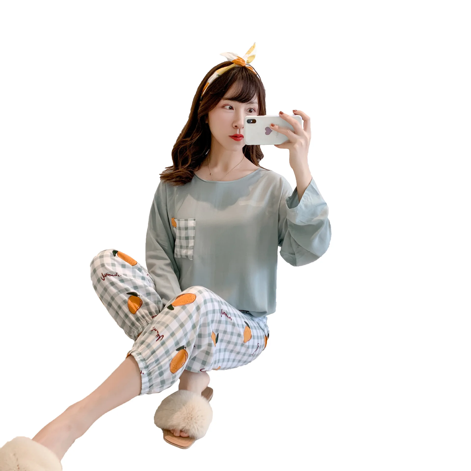 

Spring Pajamas Suit Women Viscose Sleepwear With Trousers Cartoon Lovely Pyjamas Summer Loungewear Suitable for All Seasons