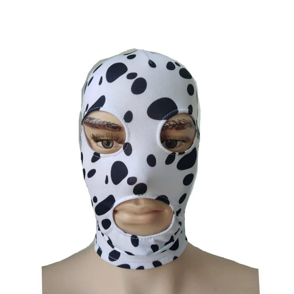 

Halloween Mask Cosplay Costumes spandex Mask open eyes mouth Black and white spots color unisex Zentai Costumes Party Accessorie