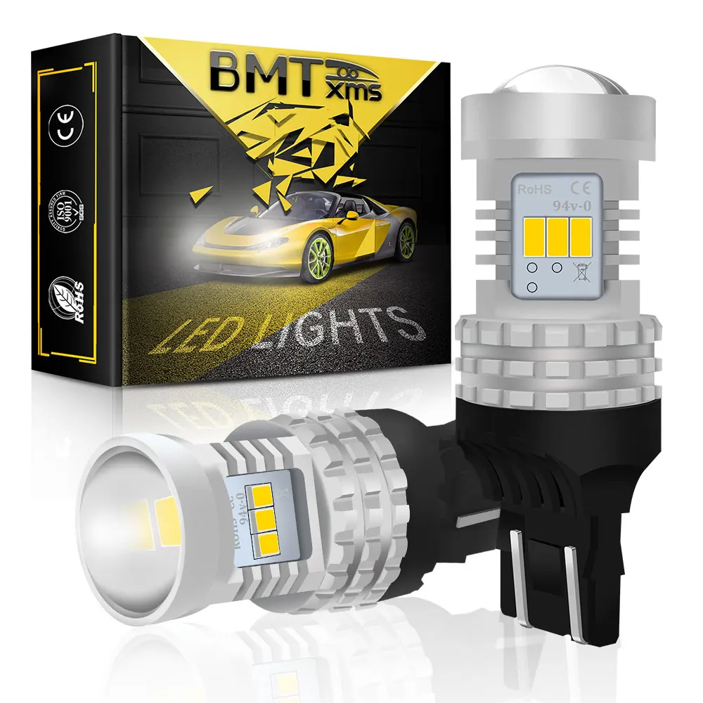BMTxms 2x Canbus без ошибки T20 W21W 7440 7443 светодиодный DRL Габаритные огни белый 1500LM для